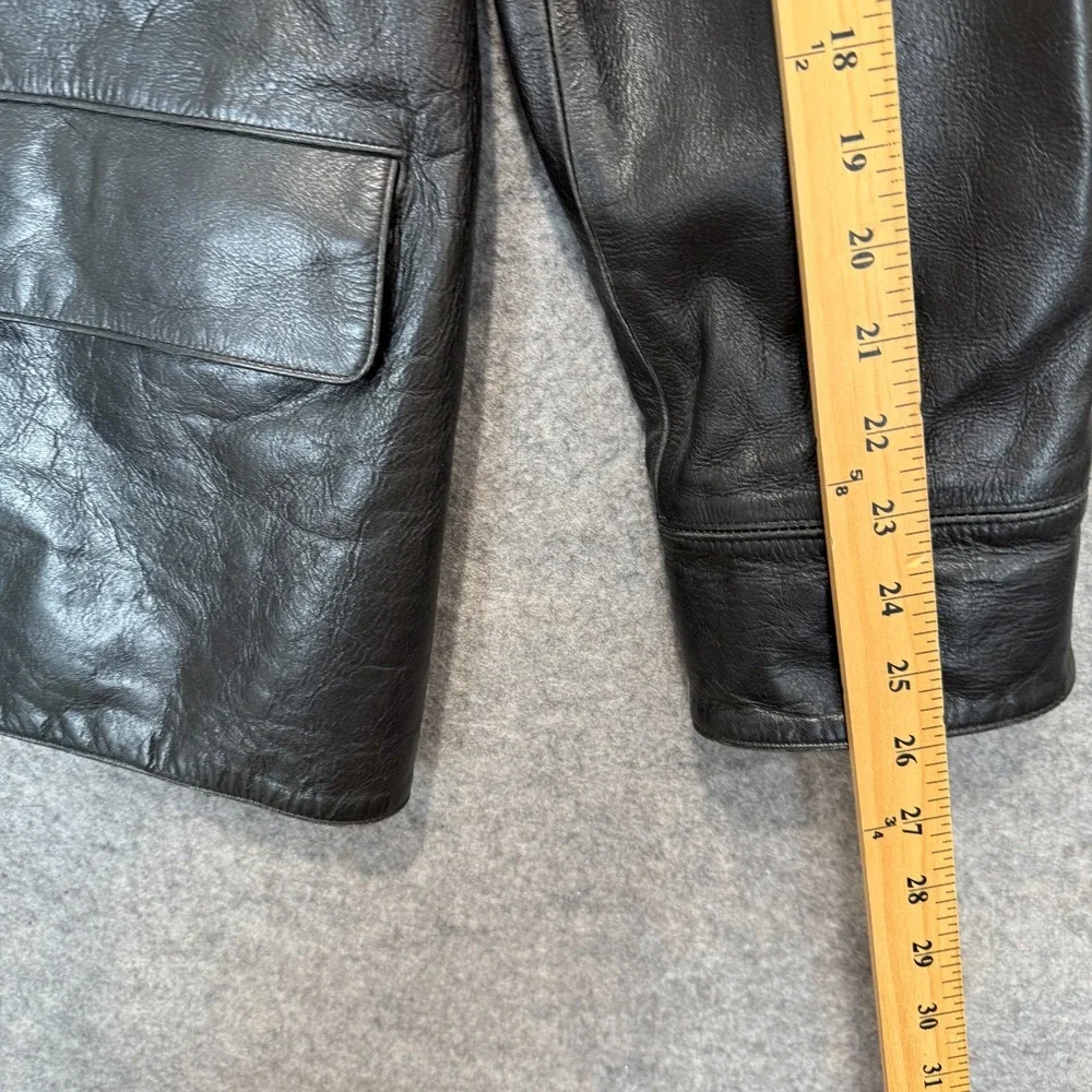 Banana Republic 100% Leather Blazer Jacket‎ Mens Large Chore Lined Black Limited